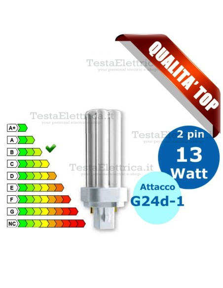 Lampada al Neon 13 Watt 2 pin  Attacco G24d-1 FL D Wiva