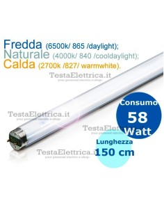 Tubo a neon 150 cm 58 watt cm T8 Standard Trifosforo Leuci o Philips