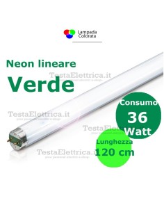 Tubo a neon colorato Verde 120 cm 36 watt T8 Standard 