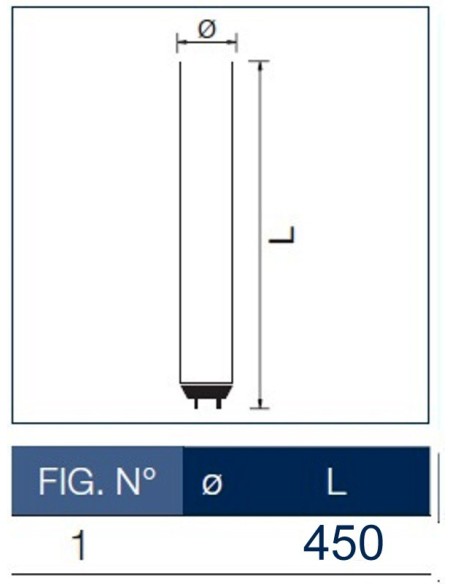 Tubo a neon 45 cm 15 watt cm T8 Standard Trifosforo Leuci