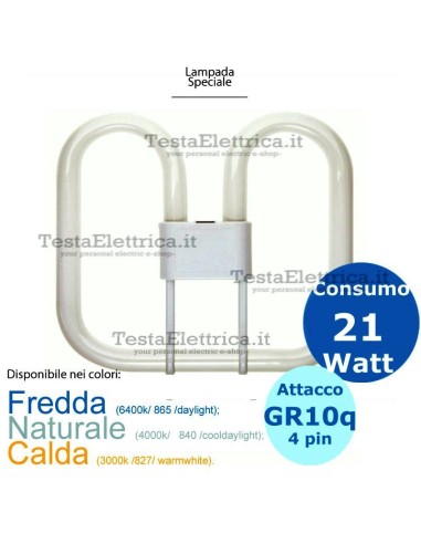 Lampada 2d 21w GR10q 4 pin Gemini