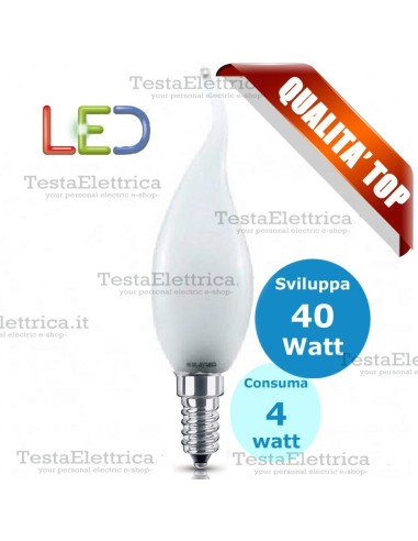 Lampada filo led colpo di vento smerigliata satinata tutto vetro 4 Watt E14 