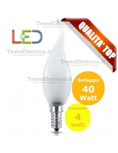 Lampada filo led colpo di vento smerigliata satinata tutto vetro 4 Watt E14 