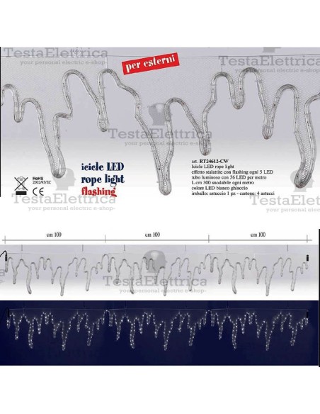 Stallattite luminosa a Led natalizia 3 metri RosaChristmas