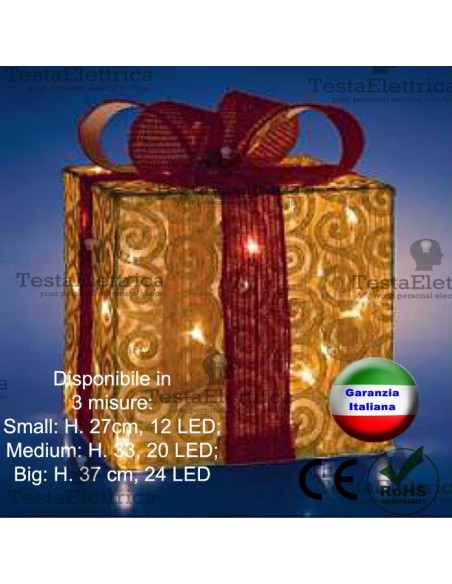 Pacco Regalo luminoso a Led Natalizio Rosachristmas