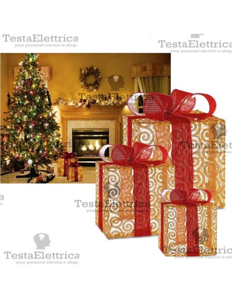 Pacco Regalo luminoso a Led Natalizio Rosachristmas