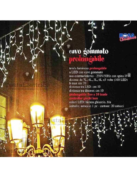 Tenda Luminosa a Led pofessionale  prolungabile RosaChristmas