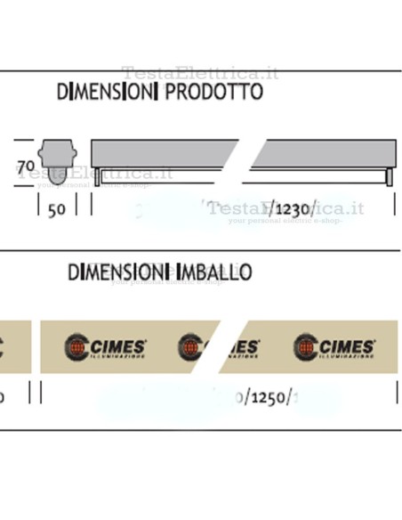 Plafoniera 120cm 1x36w elettromeccanica Komoda Cimes