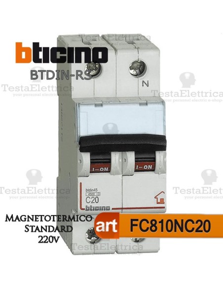 Interruttore magnetotermico C20A  220V Bticino