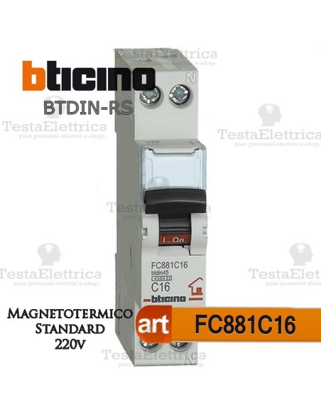 Interruttore magnetotermico C16A  220V Bticino