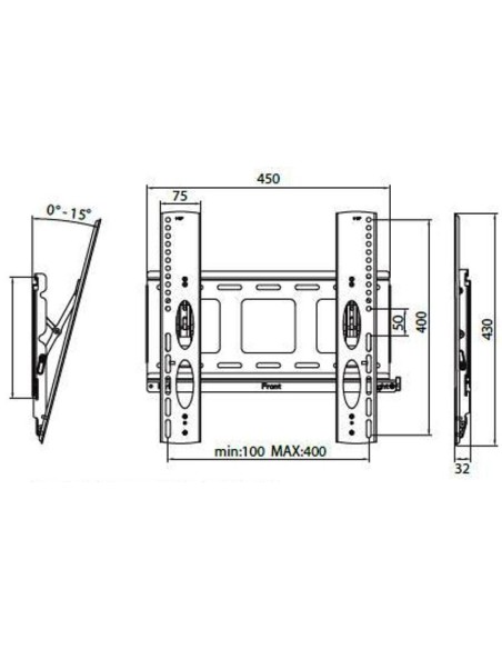 Staffa 23 - 42 Pollici fissa +inclinazione  Gbs