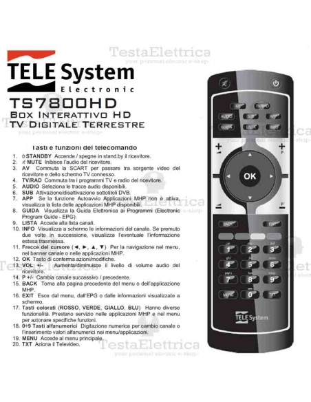 Decoder Digitale terrestre card reader FULL HD TS7800HD Telesystem