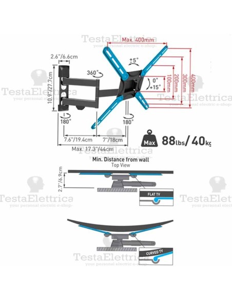 Staffa per TV curve max 65 Pollici Barkan