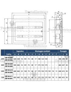Centralino 72 moduli  per quadri elettrici incasso 40611 Gewiss 2