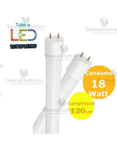Tubo a led 120 cm T8 Tutto Vetro 18 watt Whyled by sice