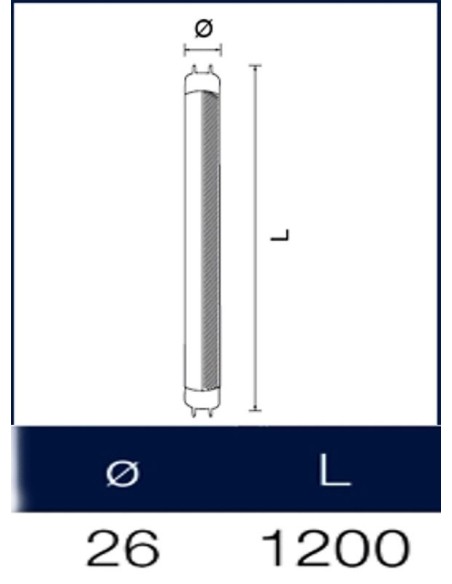 Tubo a led 120 cm T8 Tutto Vetro 18 watt Whyled by sice