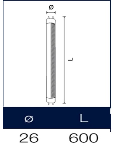 Tubo a led 60 cm T8 Tutto Vetro 9 watt Whyled by sice
