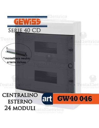 Centralino 24 moduli con morsettiera per quadri elettrici esterni 40046 Gewiss