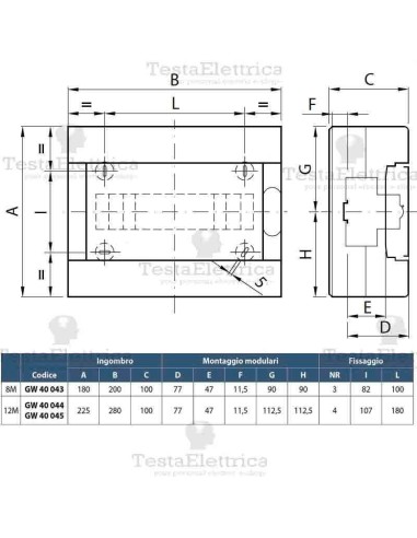 Centralino 24 moduli con morsettiera per quadri elettrici esterni 40046 Gewiss
