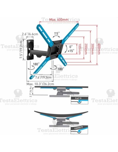 Staffa per TV curve max 69 Pollici Barkan