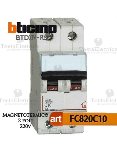 Interruttore magnetotermico 2P C10A  220V Bticino