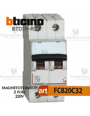 Interruttore magnetotermico 2P C32A  220V Bticino