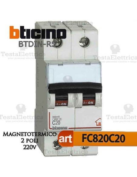 Interruttore magnetotermico 2P C20A  220V Bticino