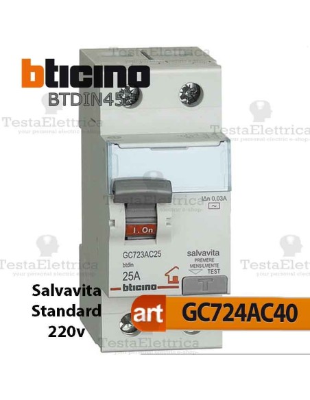 Interruttore Differenziale Salvavita 40A  220V Bticino