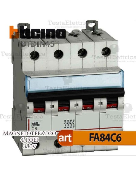Interruttore magnetotermico 4P C6A  380V Bticino