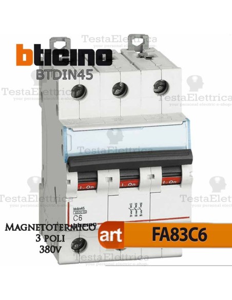 Interruttore magnetotermico 3P C6A  380V Bticino