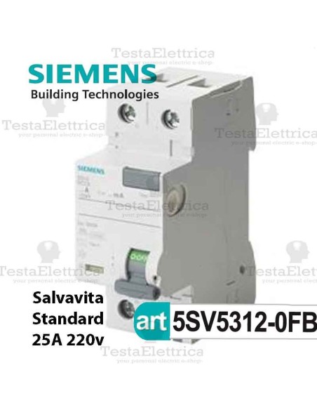Interruttore Differenziale Salvavita 25A  220V Siemens