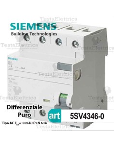 Interruttore Differenziale Salvavita 63A  400V Siemens
