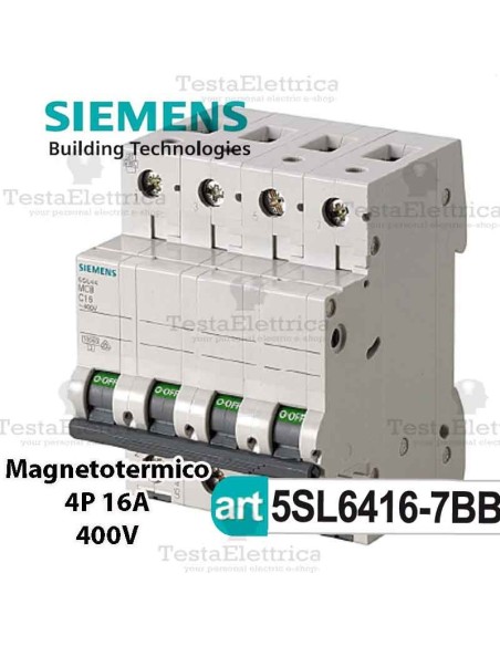 Interruttore magnetotermico 4P C16 380V Siemens