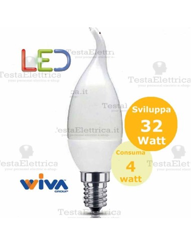 Lampadina a led colpo di vento 4 Watt E14 Wiva
