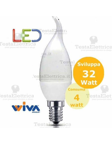Lampadina a led colpo di vento 4 Watt E14 Wiva