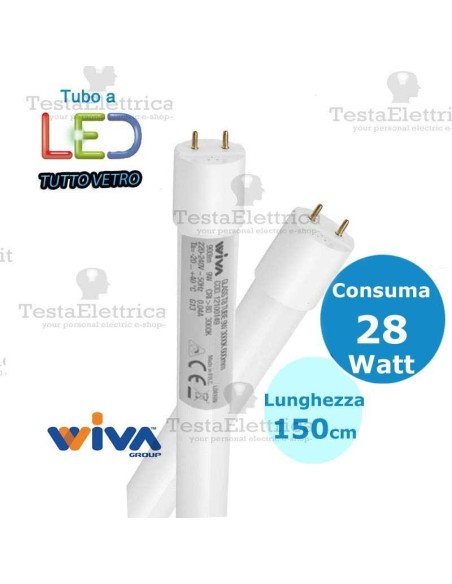 Tubo a led 150 cm 28 watt Led Tube Glass Wiva