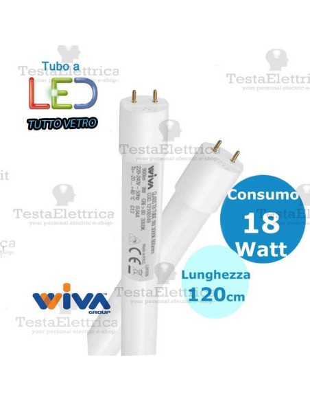 Tubo a led 120 cm 18 watt Led Tube Glass Wiva