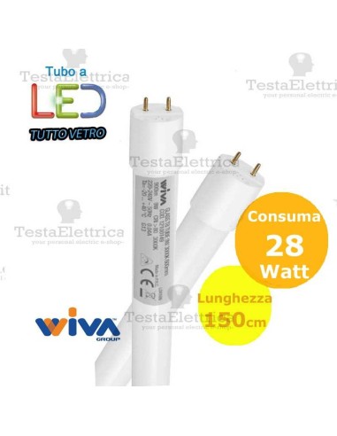 Tubo a led 150 cm 28 watt Led Tube Glass Wiva