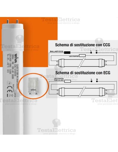 Tubo a led 120 cm 18 watt Led Tube Glass Wiva