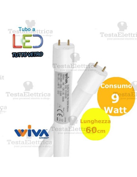 Tubo a led 60 cm 9 watt Led Tube Glass Wiva