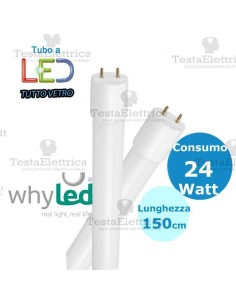 Tubo a led 150 cm T8 Tutto Vetro 24 watt Whyled by sice