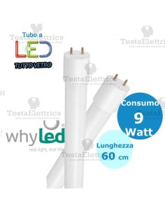 Tubo a led 60 cm T8 Tutto Vetro 9 watt Whyled by sice