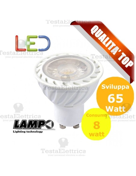 Lampada led GU10 220V 8 Watt MR16 Lampo