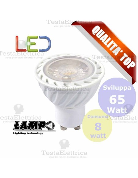 Lampada led GU10 220V 8 Watt MR16 Lampo