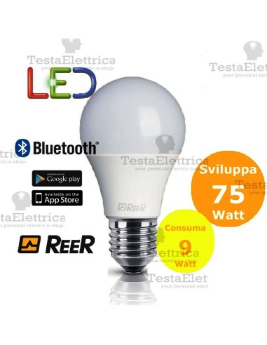 Lampadina a led Bluetooth 9W 3000K E27 ReeR