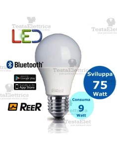Lampadina a led Bluetooth 9W 4000K E27 ReeR