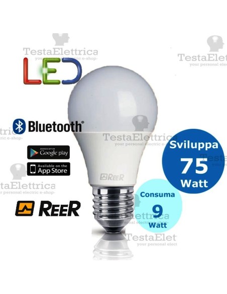 Lampadina a led Bluetooth 9W 4000K E27 ReeR