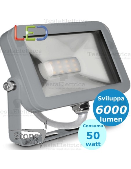 Faro a Led 50 watt Cornice Silver Stone