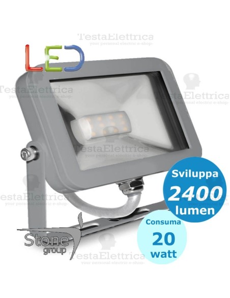 Faro a Led 20 watt Cornice Siver Stone