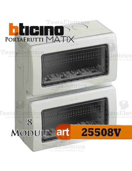 Calotta portafrutti 8 posti IP55 Idrobox Matix Bticino
